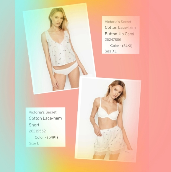 🎁❤️GREAT GIFT IDEA•Victoria's Secret Cotton Cami Set NWT - Picture 1 of 2